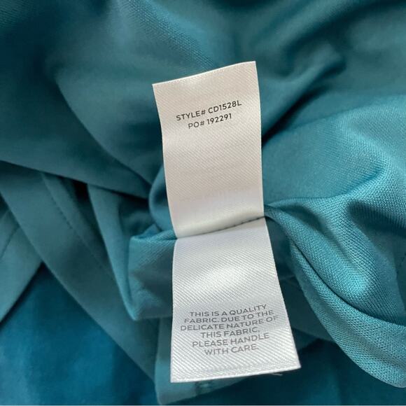 Lulus Luxurious Vision Teal Satin Off-the-Shoulder Mini Dress Women’s Sz S - Picture 8 of 10